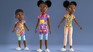 AFRO GIRL - RIGGED CARTOON CHARACTER