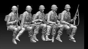 3D usa soldiers tank crew model