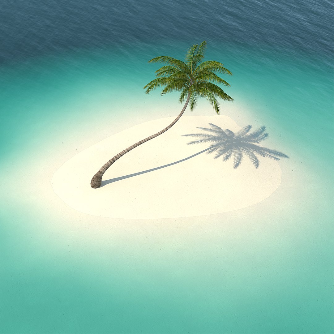 Desert Tropical Island with Palm Tree 3D model preview
