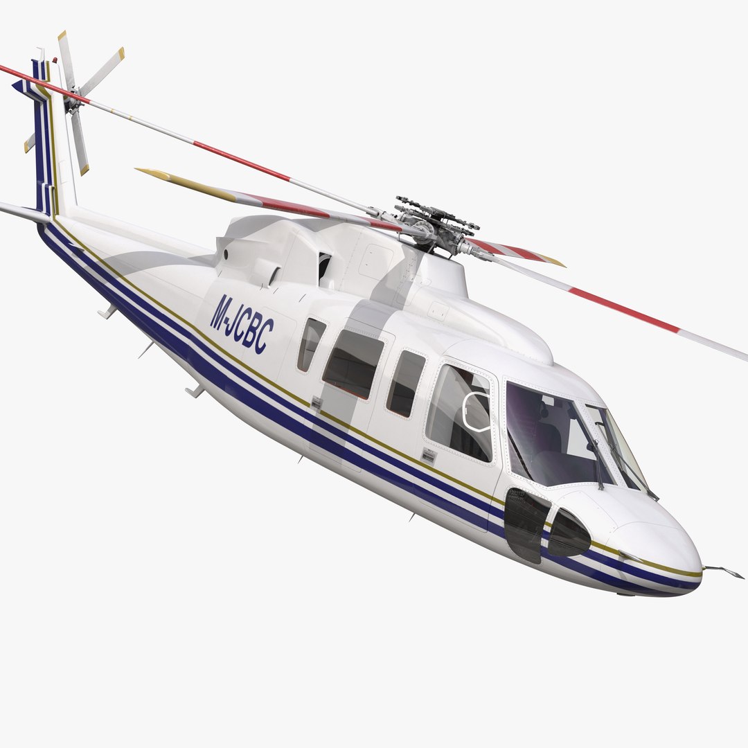 Helicopter Sikorsky s76 Rigged 3D model preview