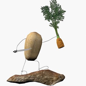 free potato carrot battle 3d model