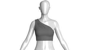 Girls One Shoulder Mesh Cutout Sports Bra model