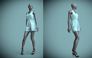 female mannequin jumpsuit shorts 3D