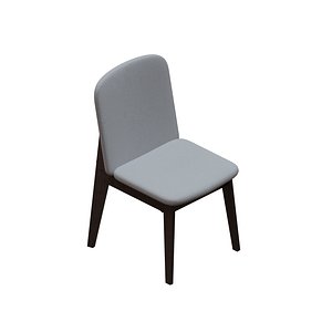 3D model Fabric Seat Dining Chair With Wooden Leg