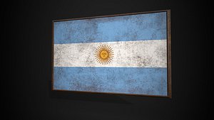Old Picture Frame With Argentina Flag - Game Ready Low-poly 3D model