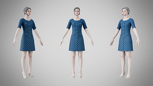 Dress 37 Teal Blue 3D model