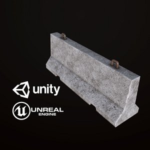 3D pbr ready concrete barricade model