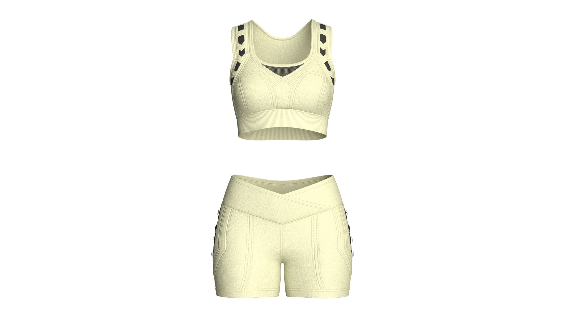 Girls Mesh Layer Crop Top With Crossover Shorts 3D Model - TurboSquid ...