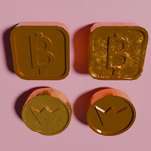 3D model A set of gold coins