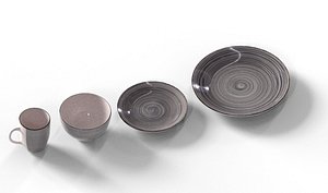 3D Modern Ceramic Dinnerware Set 3D Model