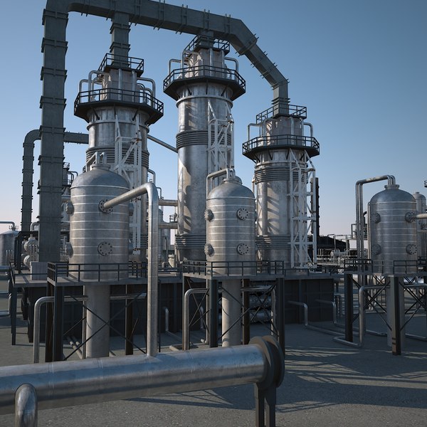 3d model industrial refinery port