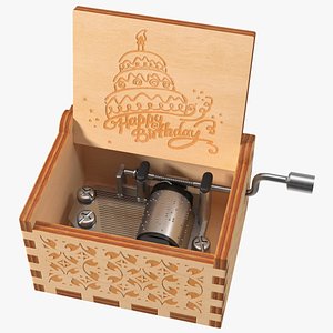 3D Wooden Hand Crank Music Box