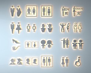 3D Toilet Sign model