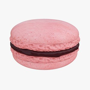 3D Pink macaroon with chocolate cream