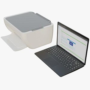 Laptop And Printer 1 Basic 3D model