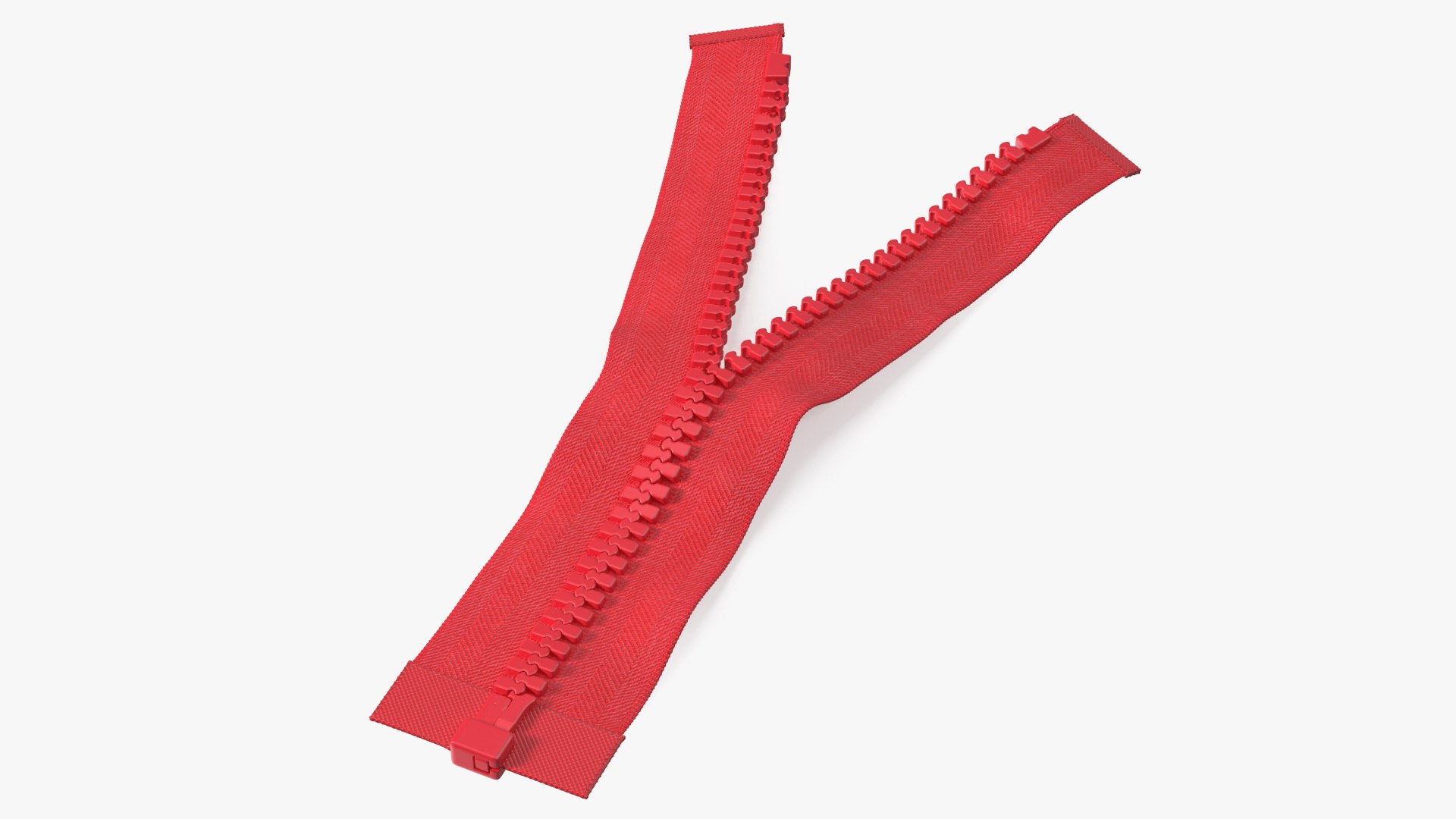 Opened Zipper without Slider Red 3D model preview
