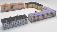 low poly apartment houses colection