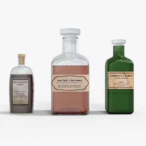 Victorian Medical Bottles Low-poly 3D