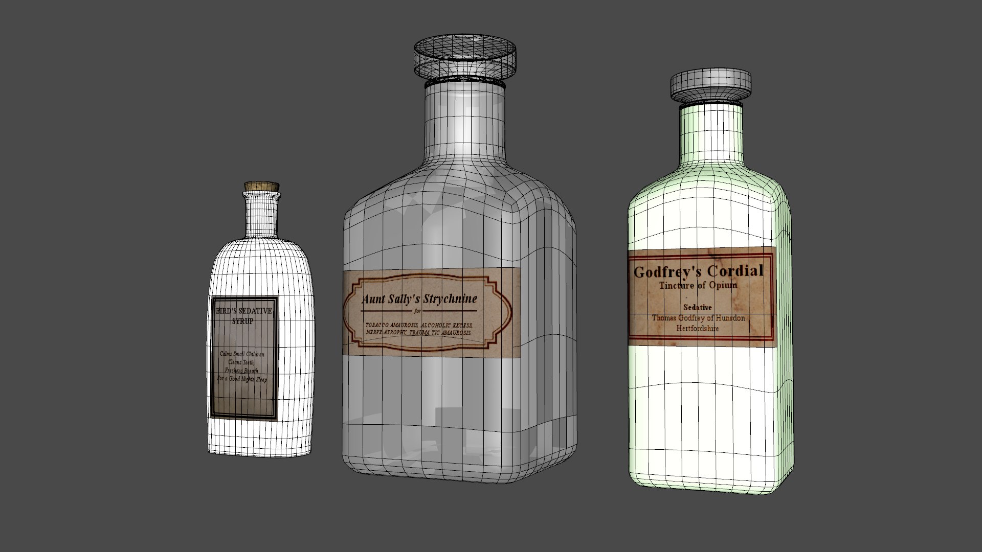 Victorian Medical Bottles Low-poly 3D https://p.turbosquid.com/ts-thumb/qu/M5xCVs/t2/wi/png/1739357065/1920x1080/fit_q87/028c17ce32d2c7c7bd7de9b87a4e4bf188e34636/wi.jpg