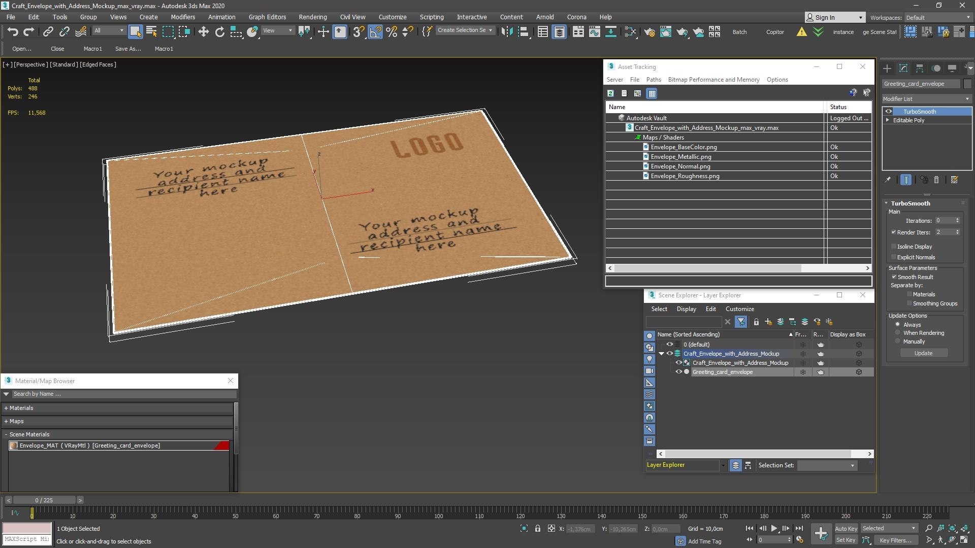 Craft Envelope With Address Mockup 3D Model - TurboSquid 2405912