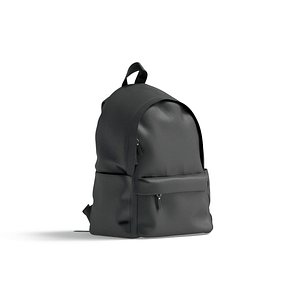 3D Black Backpack - travel school rucksack model