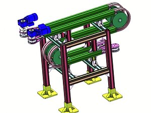 3D model Side Grip Belt Conveyor for Bottle Transfer 3D CAD Model