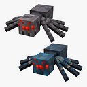 Pack de modèles 3D Minecraft Araignée et Araignée des cavernes, prêts pour le jeu en 4K PBR.