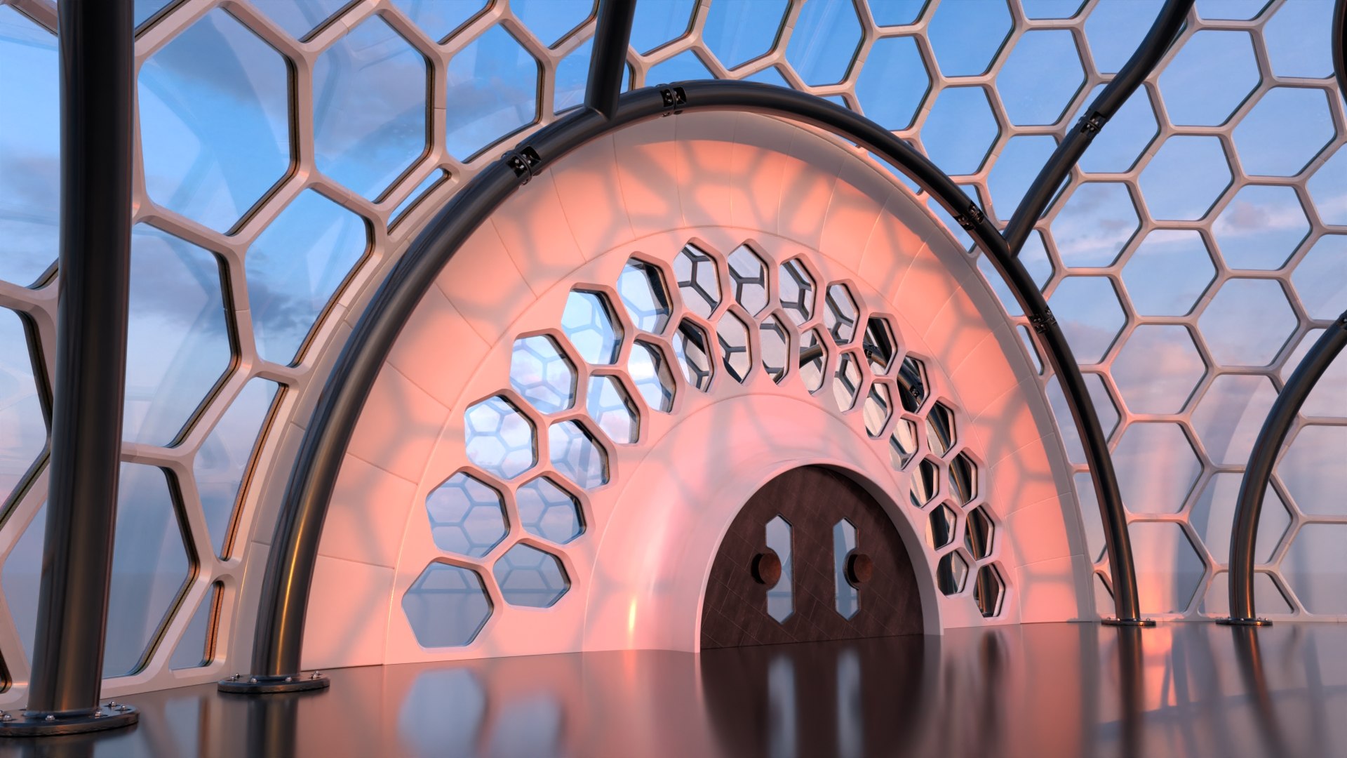 Sci-Fi Glass Dome With Hexagon Windows Model - TurboSquid 2272981
