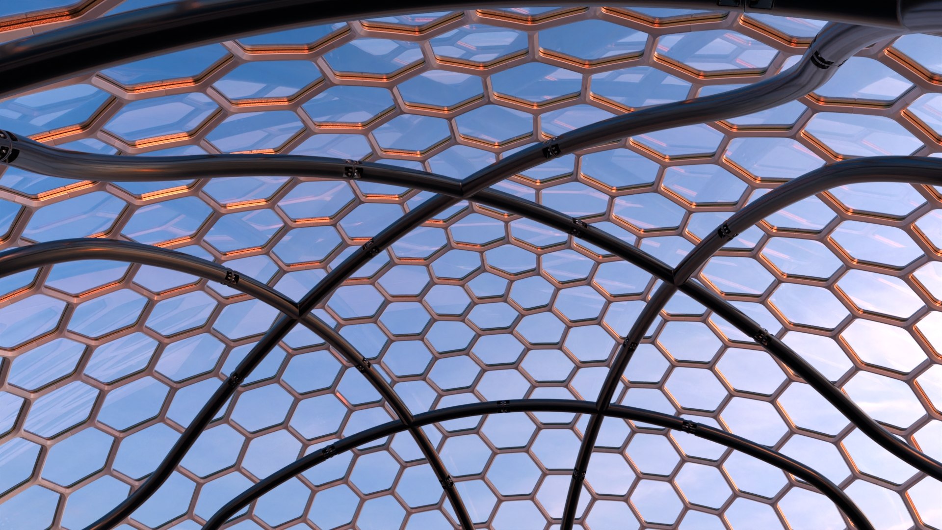 Sci-Fi Glass Dome With Hexagon Windows Model - TurboSquid 2272981