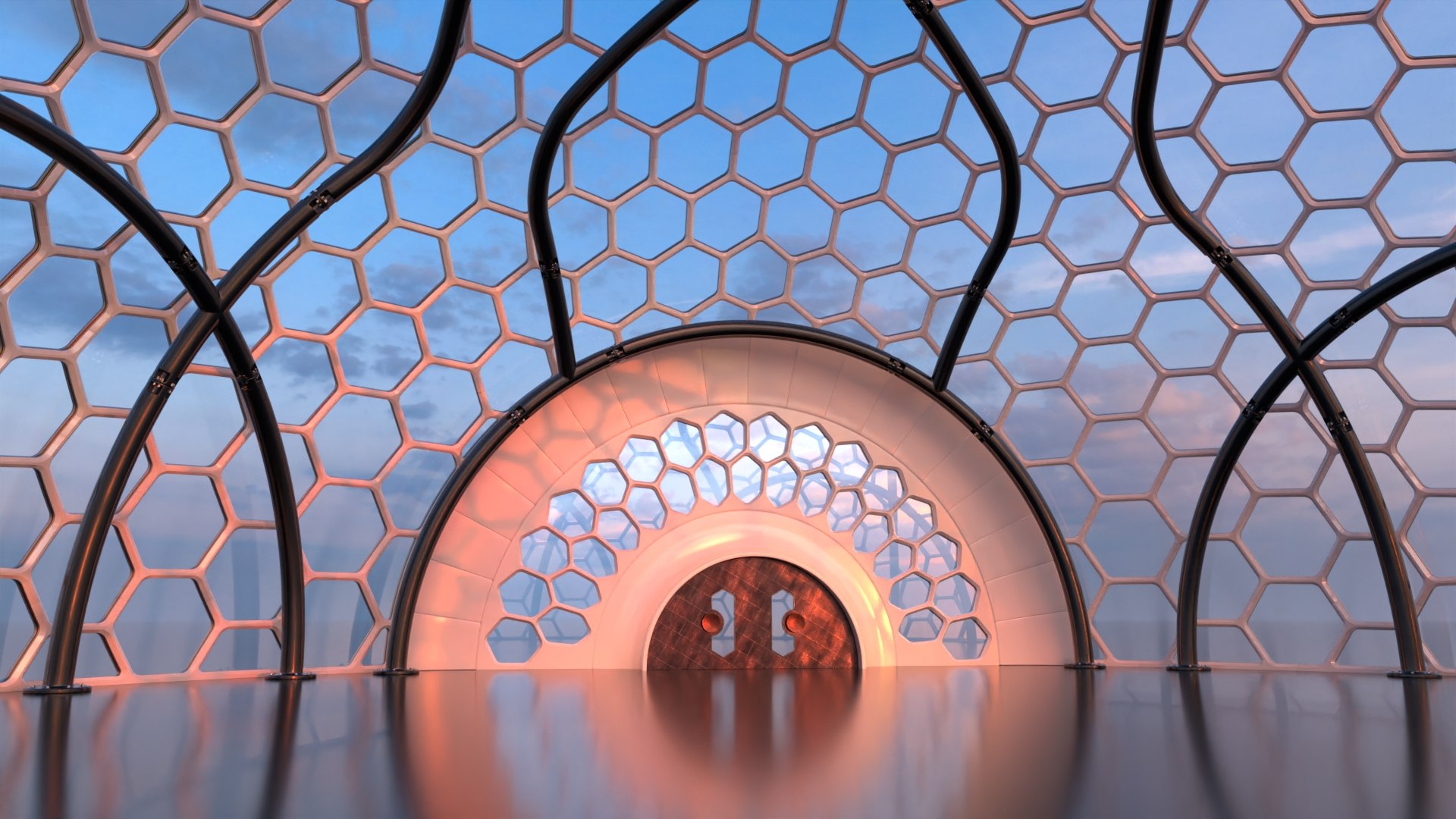 Sci-Fi Glass Dome With Hexagon Windows Model - TurboSquid 2272981