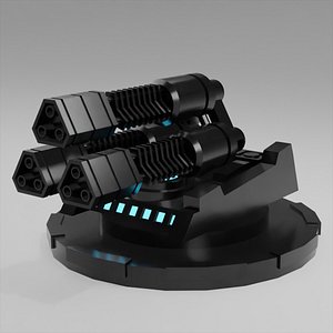 Turret Gun Low Poly With High Detailed Texture 3D model