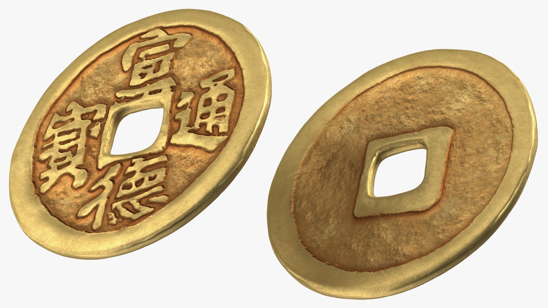 Ming Dynasty Xuan De Tong Bao 1 Cash Gold 3D model preview