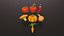 3D Cartoon vegetables, mushrooms and fruits set model