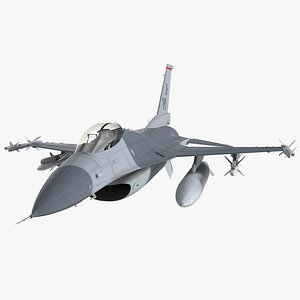 Fighter F-16 with Missile Launcher LAU-129 Rigged for Maya