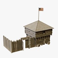 Wild West Frontier Fort Blockhouse - Old West Army Outpost PBR