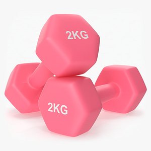 3D plastic fitness dumbbells 2kg model