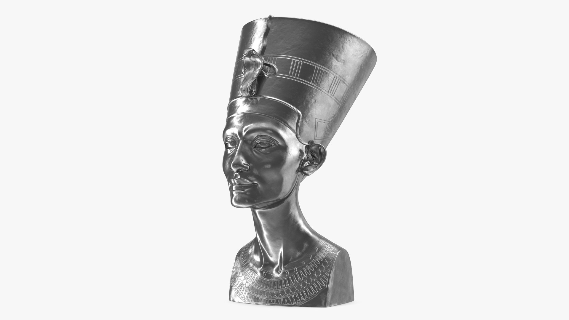 Silver Bust of Queen Nefertiti 3D model preview