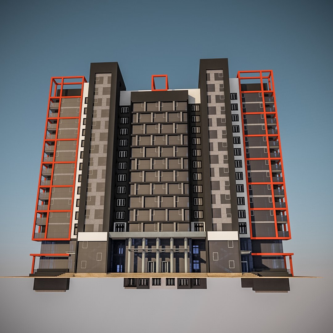3d Multi-storey Residential Building High-rise Model