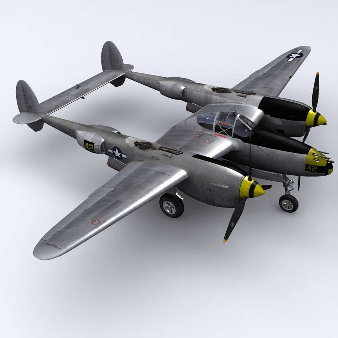 3d 3ds P-38 Lightning Fighter Bong