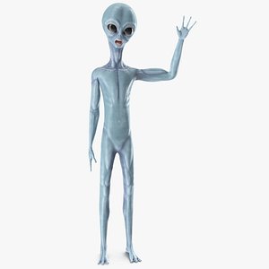 3D space alien greetings pose