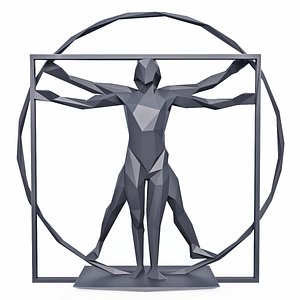 vitruvian man sculpture 3D