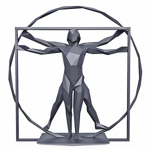 The Vitruvian Man Sculpture Low Poly