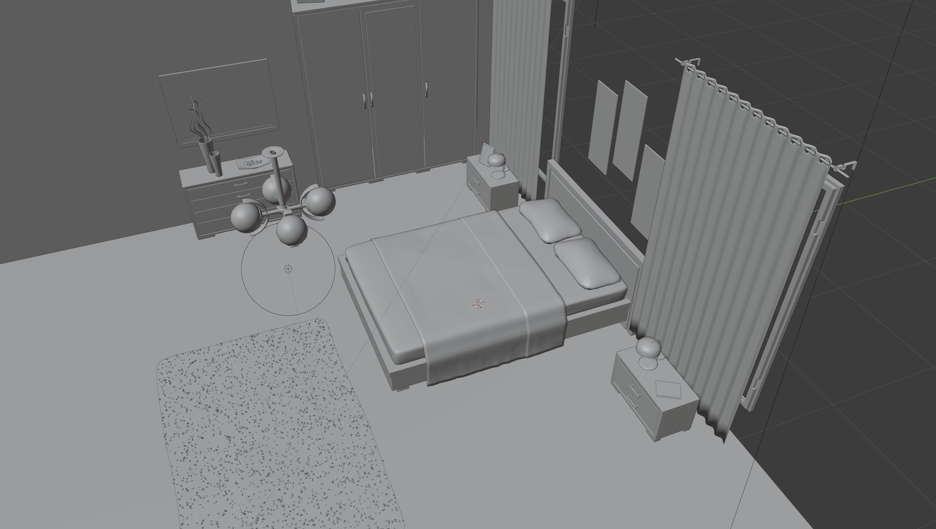 3D Basic Bedroom Setup - TurboSquid 1646709