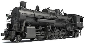Steam Locomotive Train 3D Model