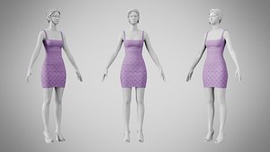 Dress 52 Trendy Pink 3D model