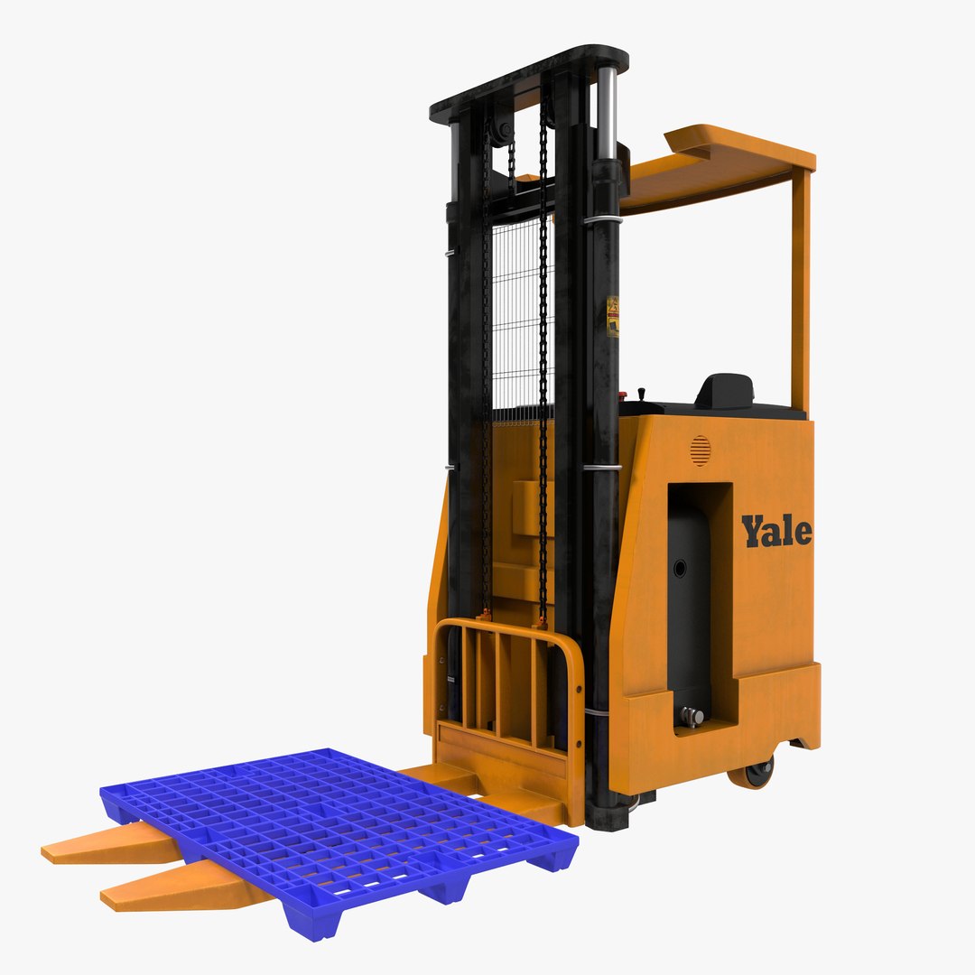 Rider Stacker Orange and Pallet 3D Model 3D model preview