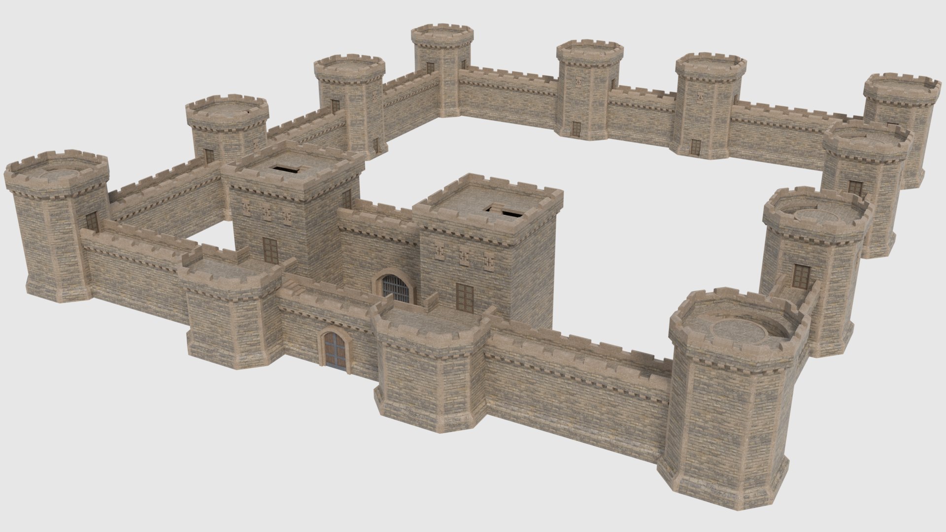 Ready Castle Tower Wall Model - Turbosquid 1257083