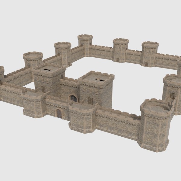 Ready castle tower wall model - TurboSquid 1257083