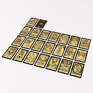 3D model golden tarot cards -
