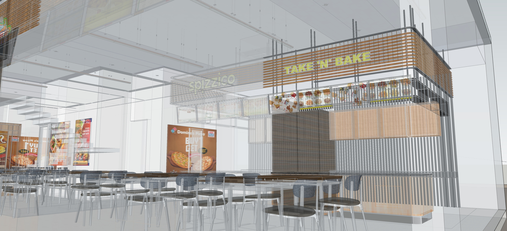 modelo 3d Patio de comidas Restaurante de comida rápida Diseño de ...